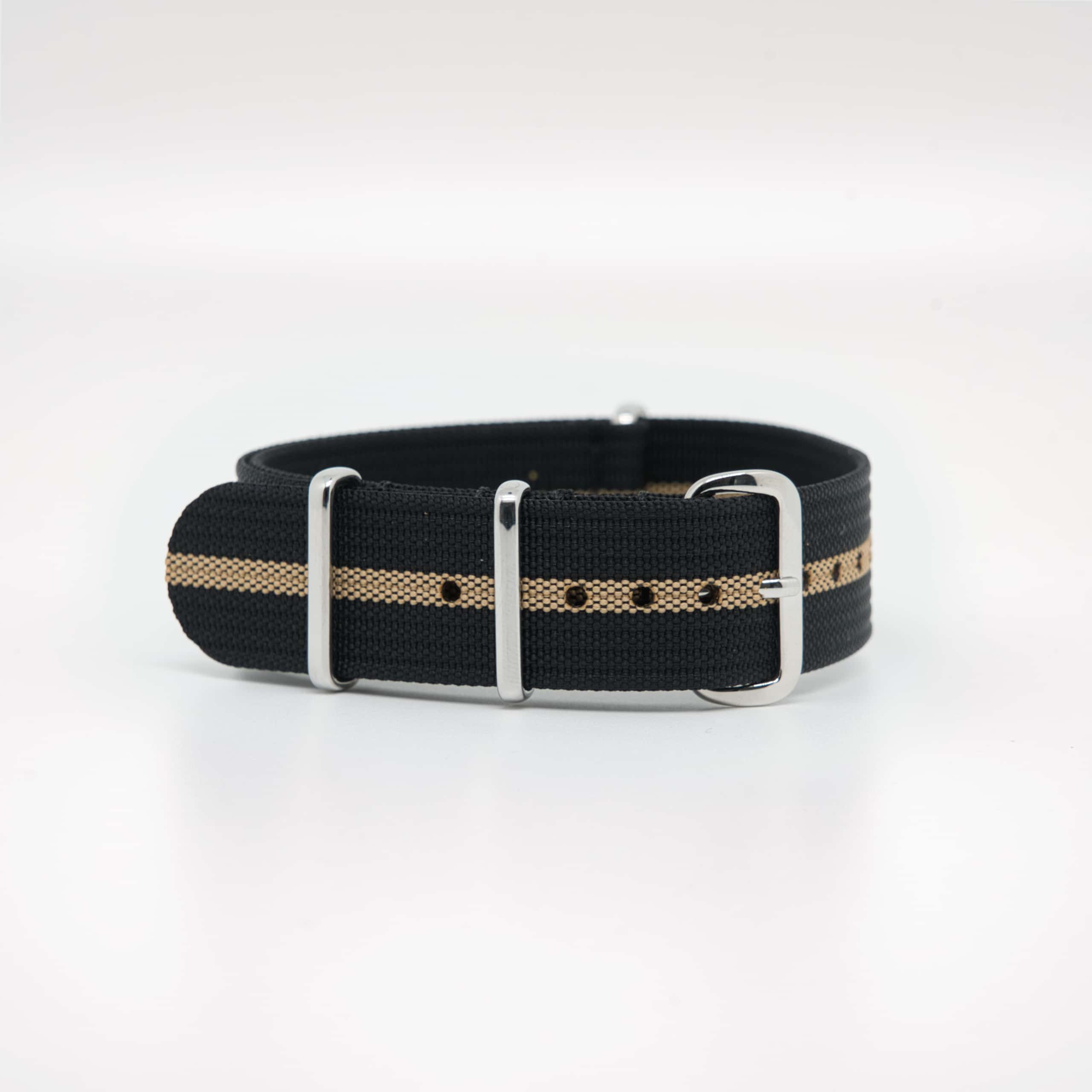 Bracelet de montre Nato en nylon côtelé noir et or Le Bracelet Nato